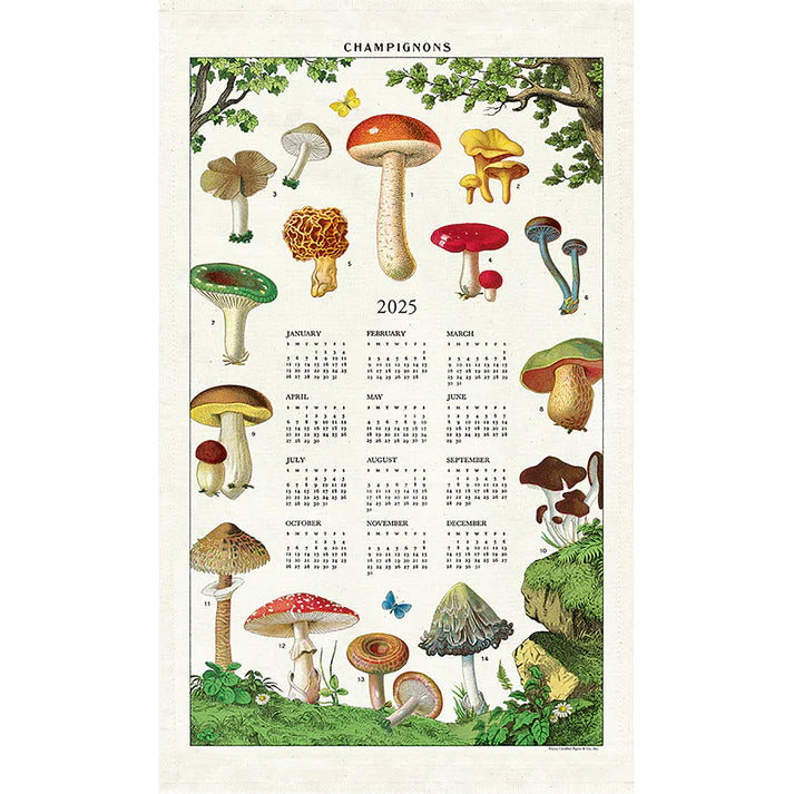 {Cavallini Papers & Co.} Tea Towel Calendar Mushrooms 2025