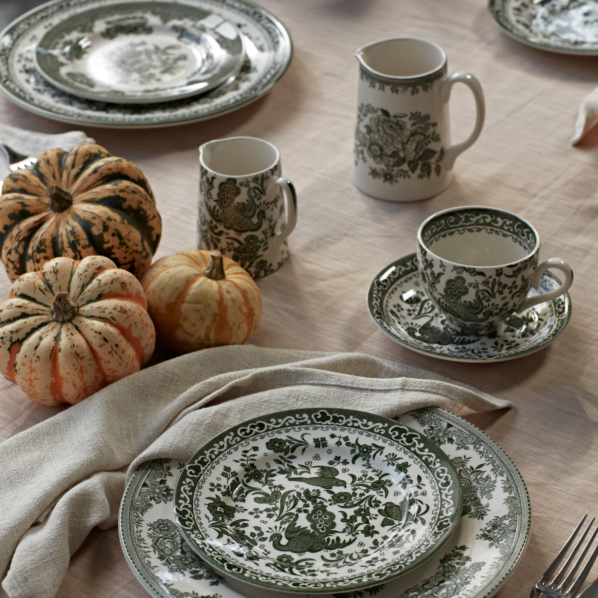 Burleigh} Green Regal Peacock :: Tankard Jug Pitcher :: Mini