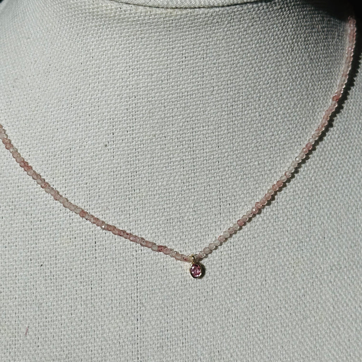 Margaret Solow} Necklace :: 18k Gold :: Strawberry Quartz + Pink