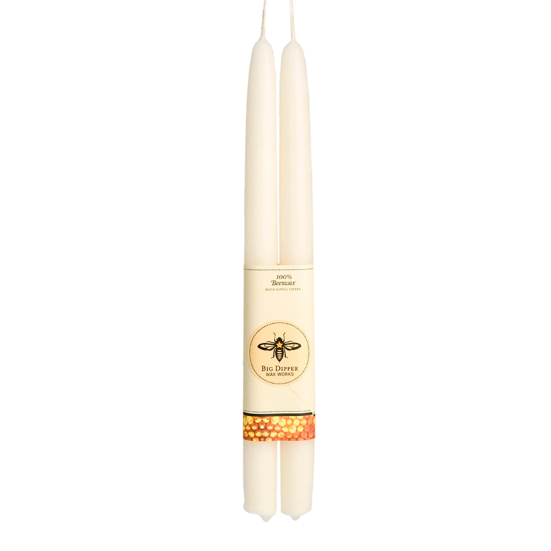 {Big Dipper Wax Works} Pure Beeswax Tapers Set of 2 Ivory