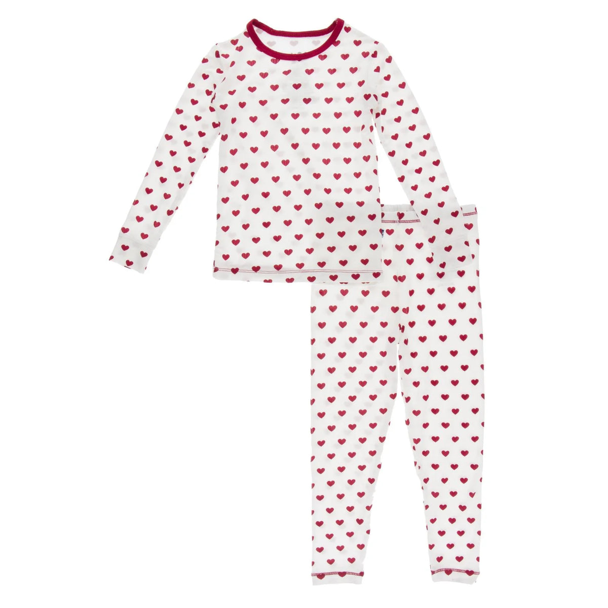 Kickee Pants} Long Sleeve Pajama Set :: Natural Hearts