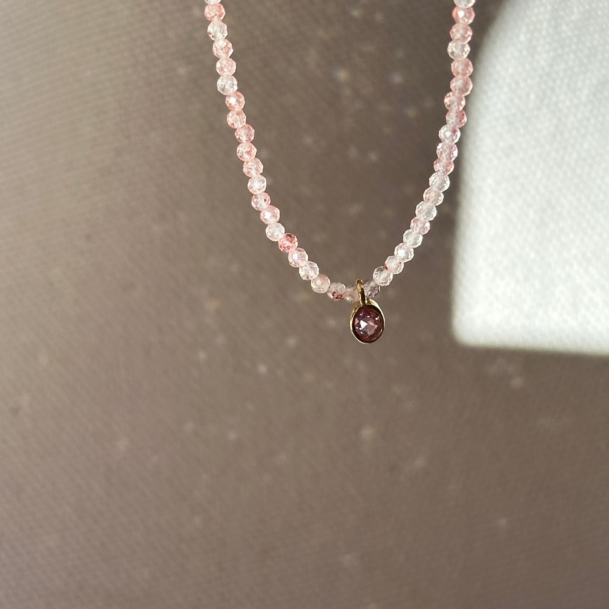 Margaret Solow} Necklace :: 18k Gold :: Strawberry Quartz + Pink