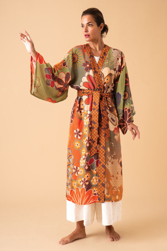 Powder Design - Kaleidoscope 70s Floral Kimono Gown Powder Design - Kaleidoscope 70s Floral Kimono Gown
