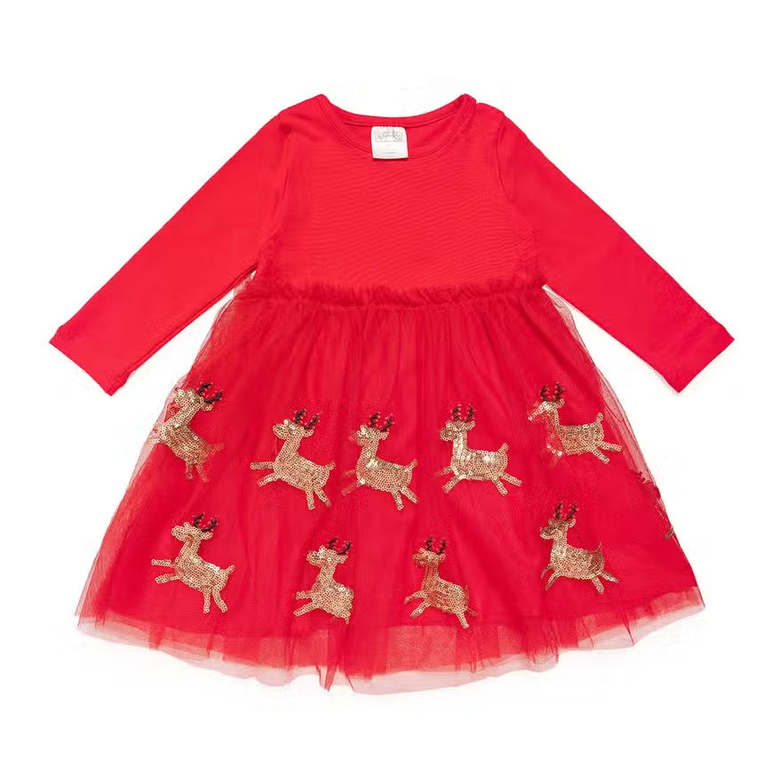 {Sweet Wink} Reindeer Sequin Long Sleeve Dress {Sweet Wink} Reindeer Sequin Long Sleeve Dress