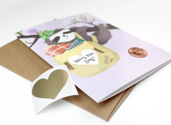 {Inklings Paperie} Party Sloth Scratch Off Card – Ellington & French