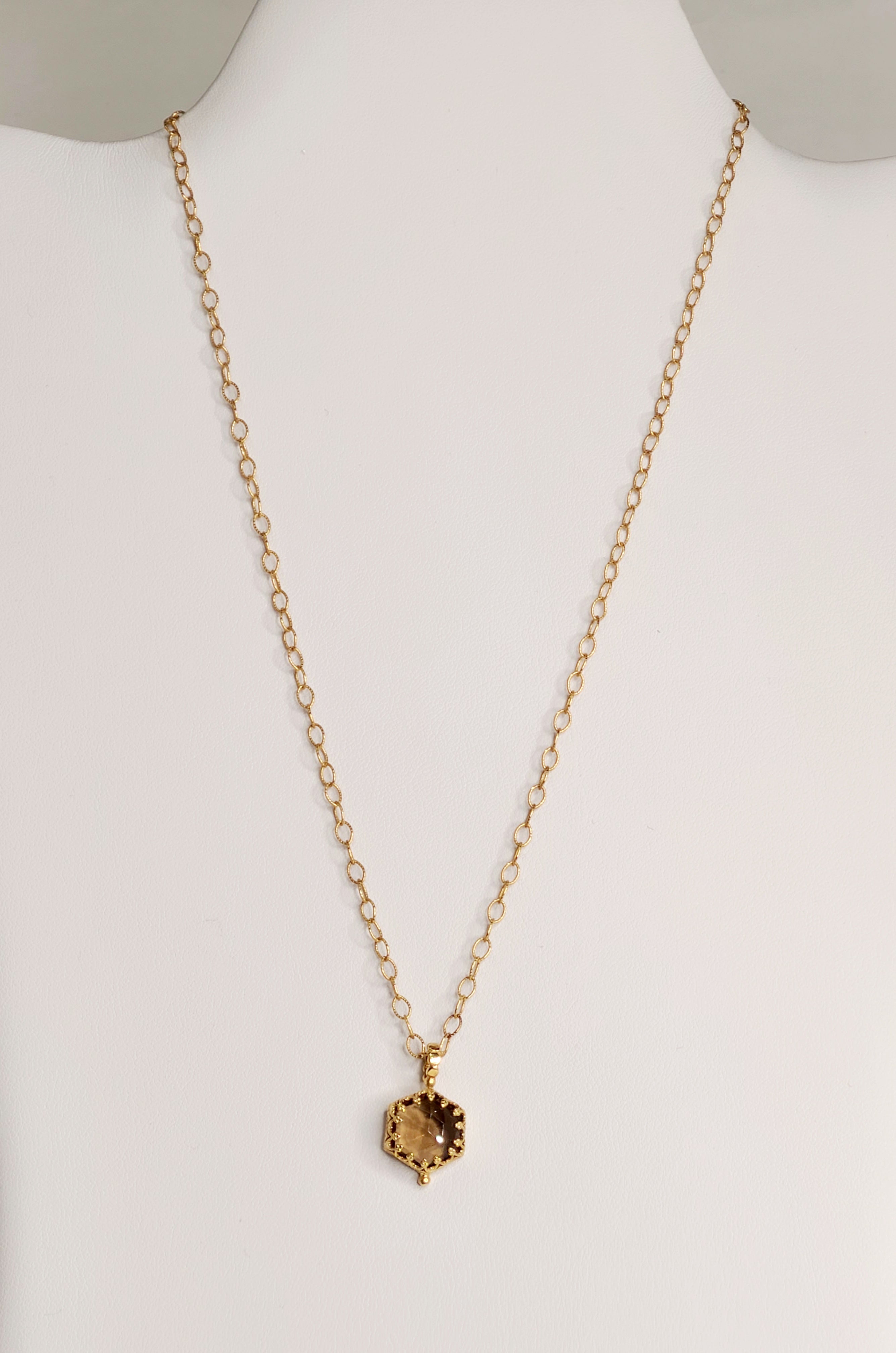 Becky Kelso Necklace 18k Gold Whiskey Quartz