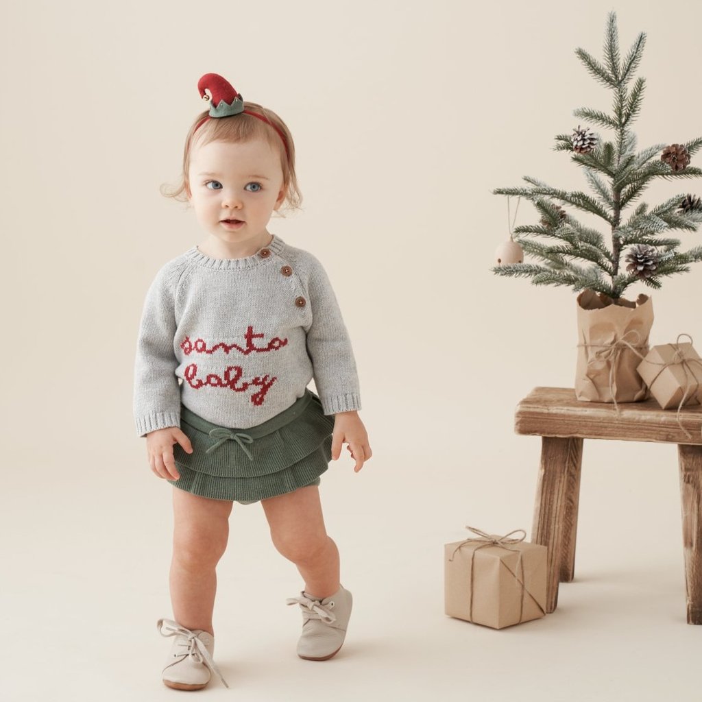 Elegant Baby Santa Sweater Bloomers Set Christmas Red 6 Month