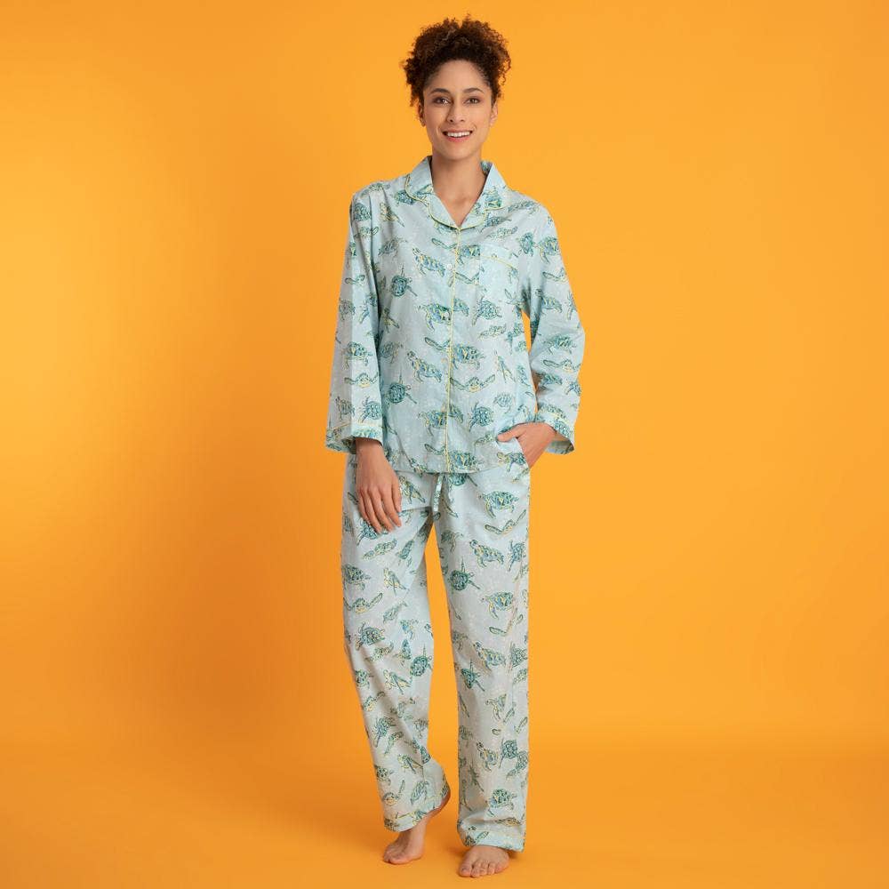 Mahogany} Cotton Print Pajamas :: Turtle – Ellington & French