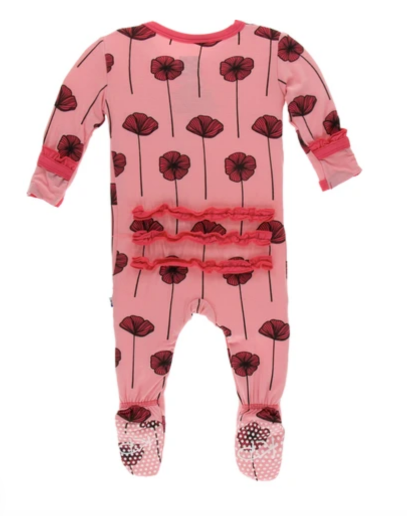 {Kickee Pants} Muffin Ruffle Footie Pajamas :: Strawberry Poppies