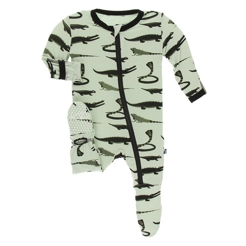 Kickee Pants} Footie Pajamas with Zipper :: Aloe Endangered Reptiles –  Ellington & French