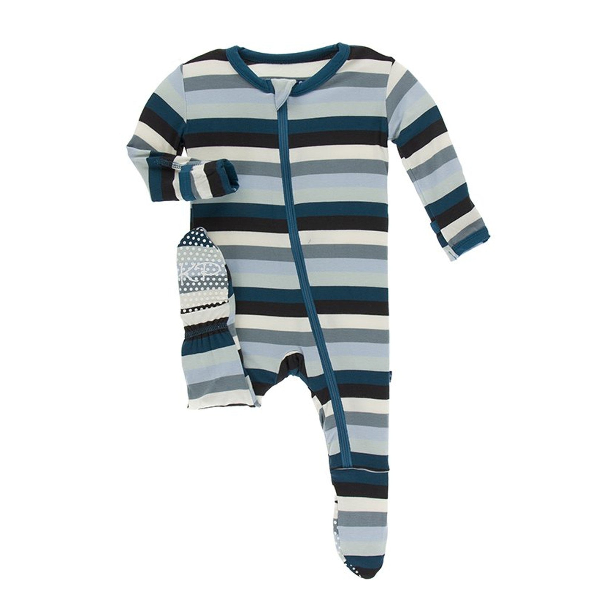 Kickee Pants} Footie Pajamas with Zipper :: Meteorology Stripe
