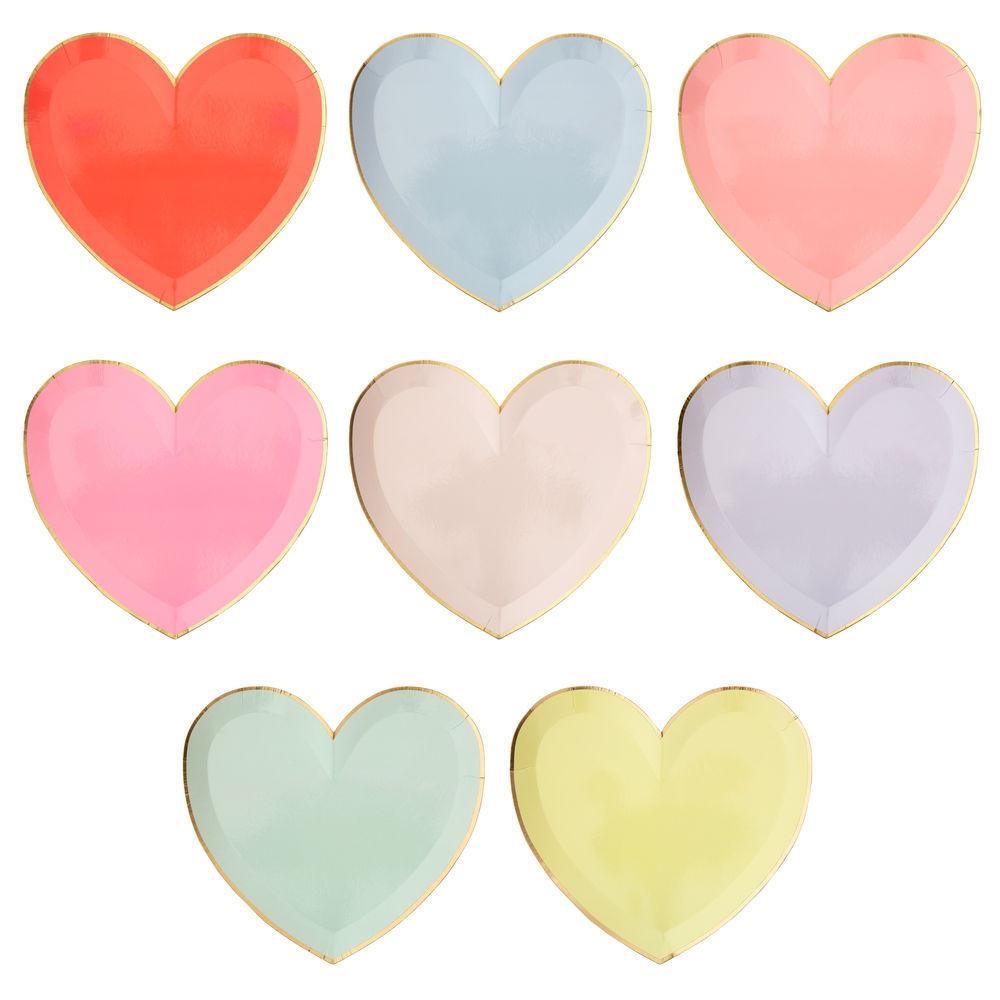 Pastel Pink Heart Shaped Paper Plates (Set of 8)